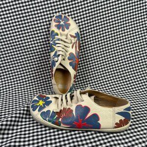 CAMPER Twins Floral Flowers Cream Slender Leather Sneaker Shoe EU 40 / Women's 9